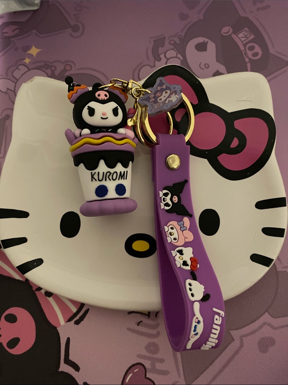NWOT Purple Keychain Charm - Cute Dessert Character Accessory 🖤💜